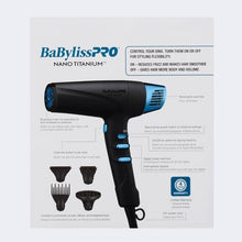Load image into Gallery viewer, Babyliss Pro NANO TITANIUM™ LIMITED EDITION BLACK &amp; BLUE PROFESSIONAL HIGH-SPEED DUAL IONIC DRYER
